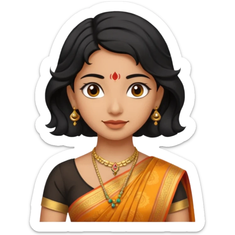 Indian fat girl south Indian wavy short black hair tan darker skin sticker