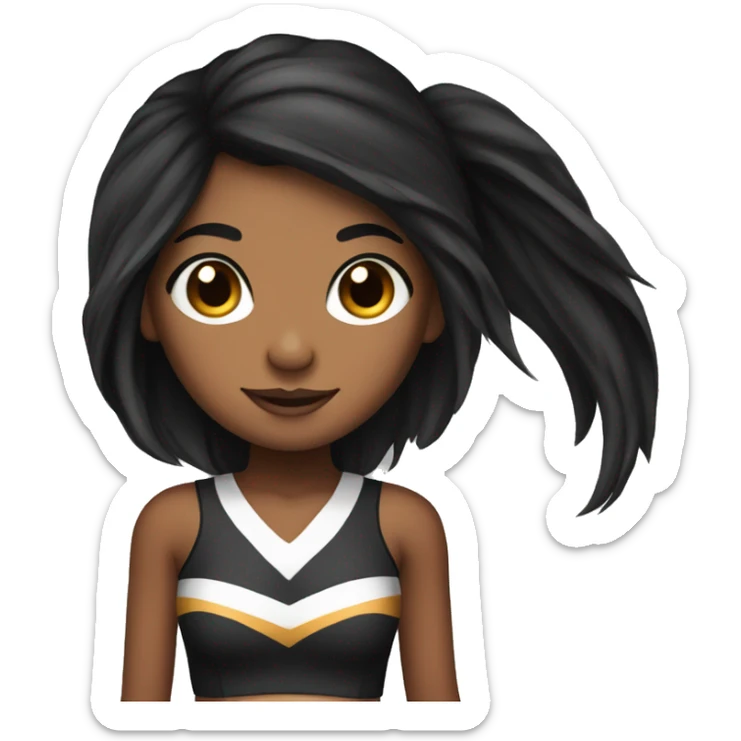 Brown skin cheerleader with very long black hair in pigtails  sticker