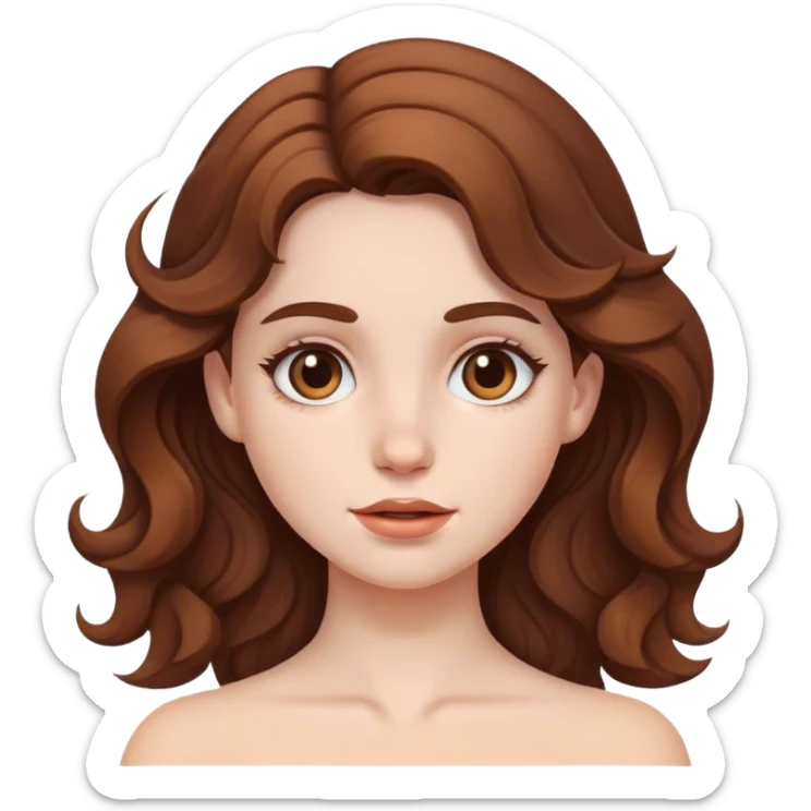 White skin girl with wavy brown hair sticker