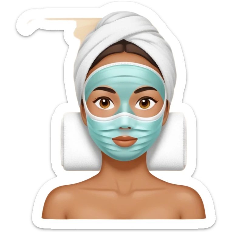 Lady with face mask spa beauty full face relaxing sticker