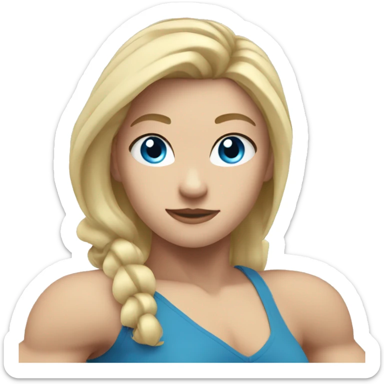 girl flexing arms blonde hair blue eyes white skin sticker
