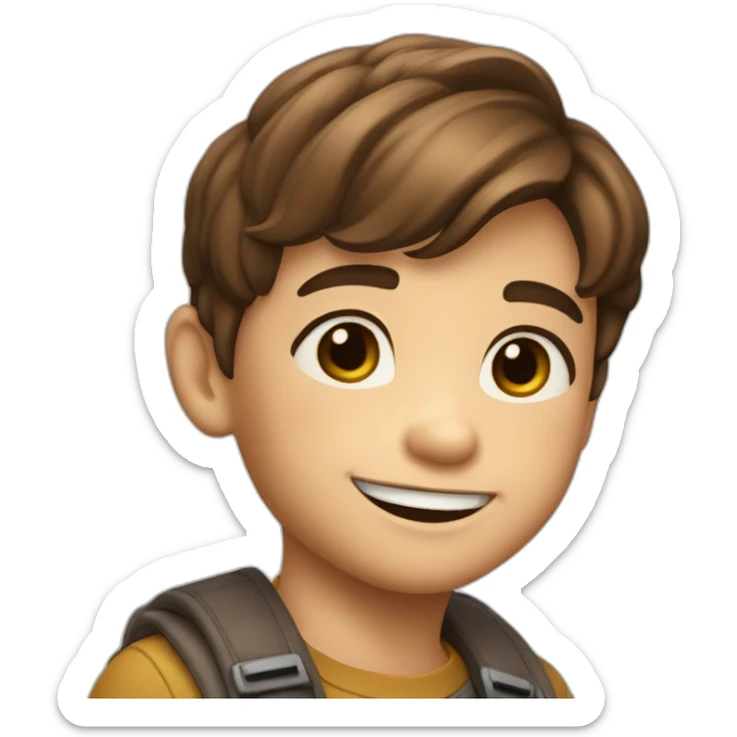 A 6 years old boy with brown hair and wide smile and chin dimples sticker