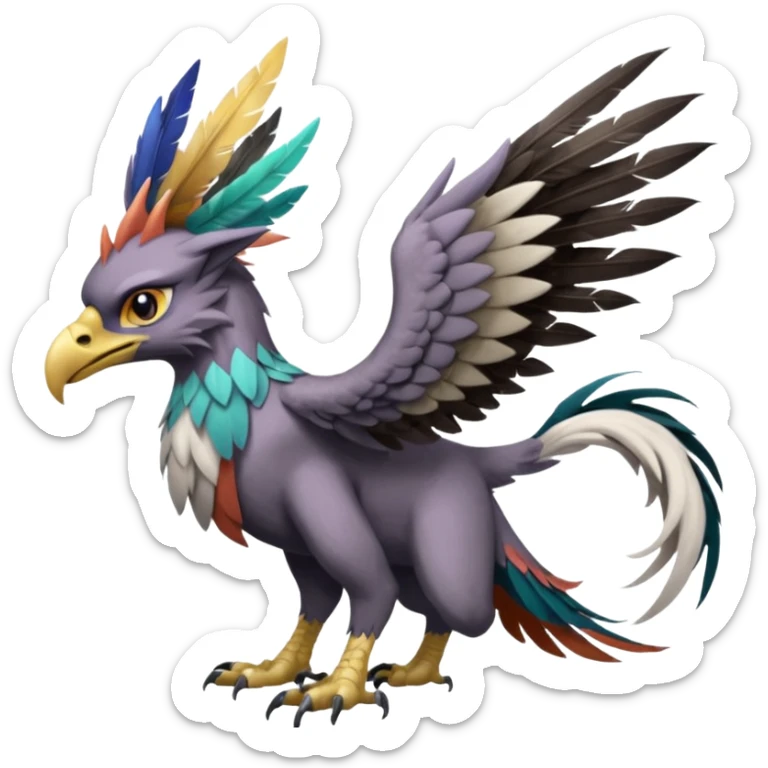 Palkia-Noivern-Nargacuga-Silvally-Gryphon-Griffin-Griffon-Hippogriff-fusion-hybrid-animal-creature  with long ears  sticker