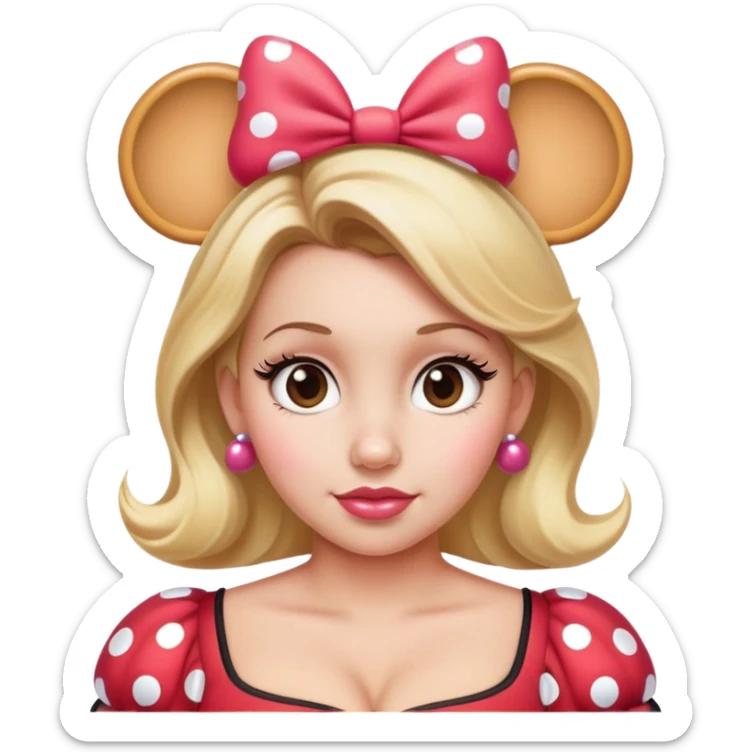 Thick Woman Hazel eyes blonde hair Minnie mouse ears sticker