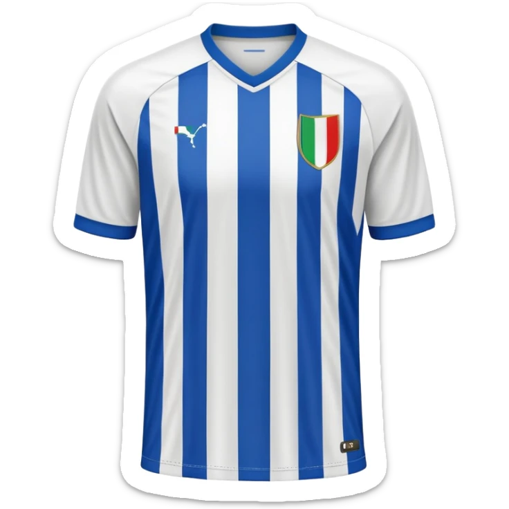 White and blue striped soccer jersey, Italian football team style sticker