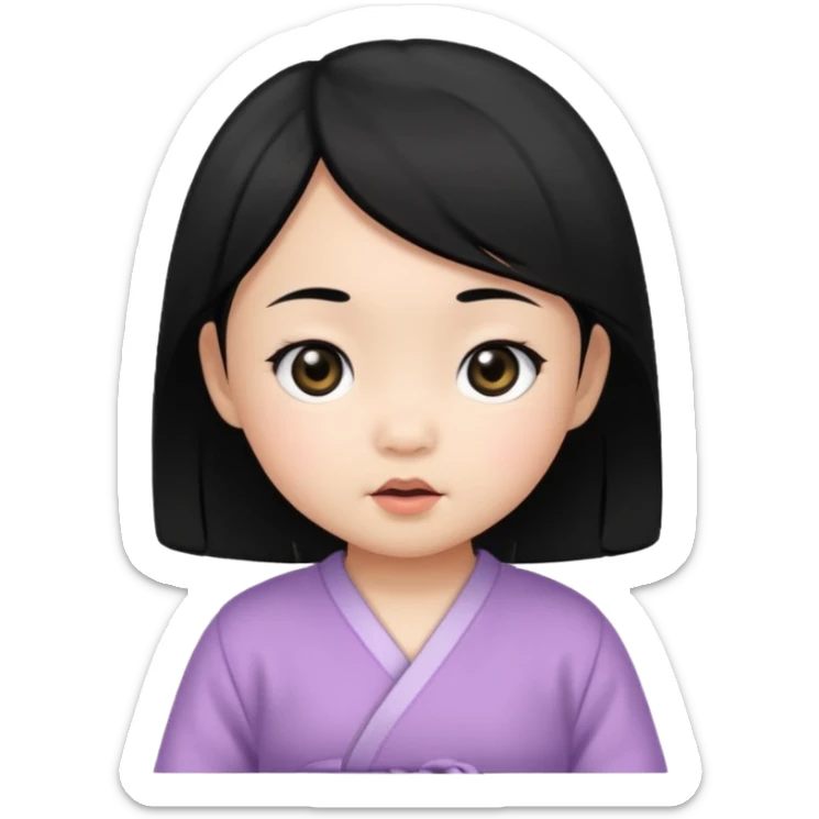 Asian baby girl with black hair black eyes sticker