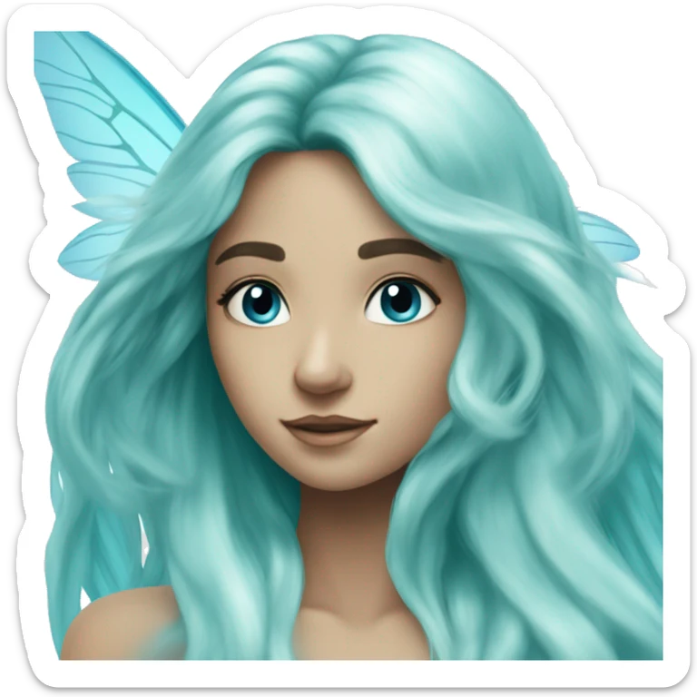 Beautiful, fairy, blue, turqoise, long hair, big wings sticker