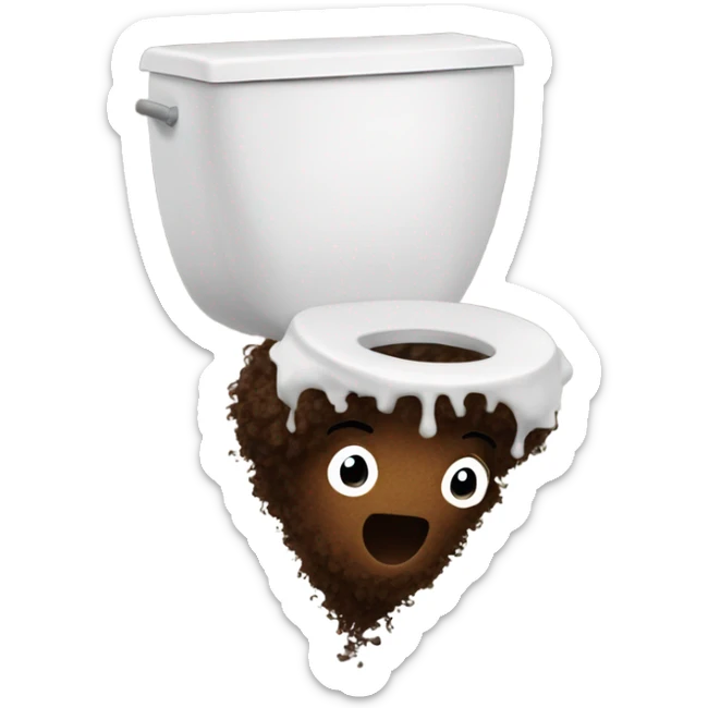 A pile of Poo with Afro hair and 2 legs running away from toilet sticker