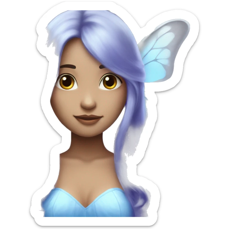Beautiful, bluebell, fairy, blue, silver, purple, long hair, big butterfly wings sticker