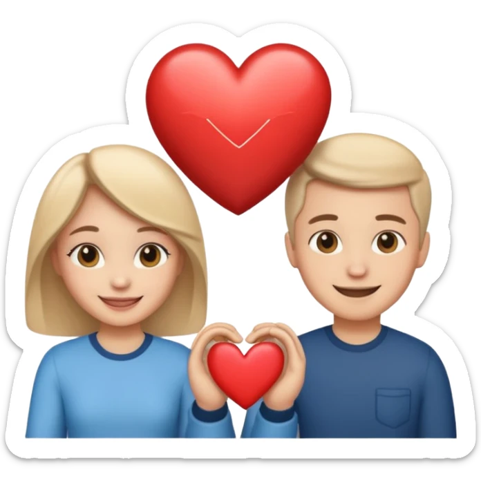 An in love couple with a heart above them, enjoy style sticker