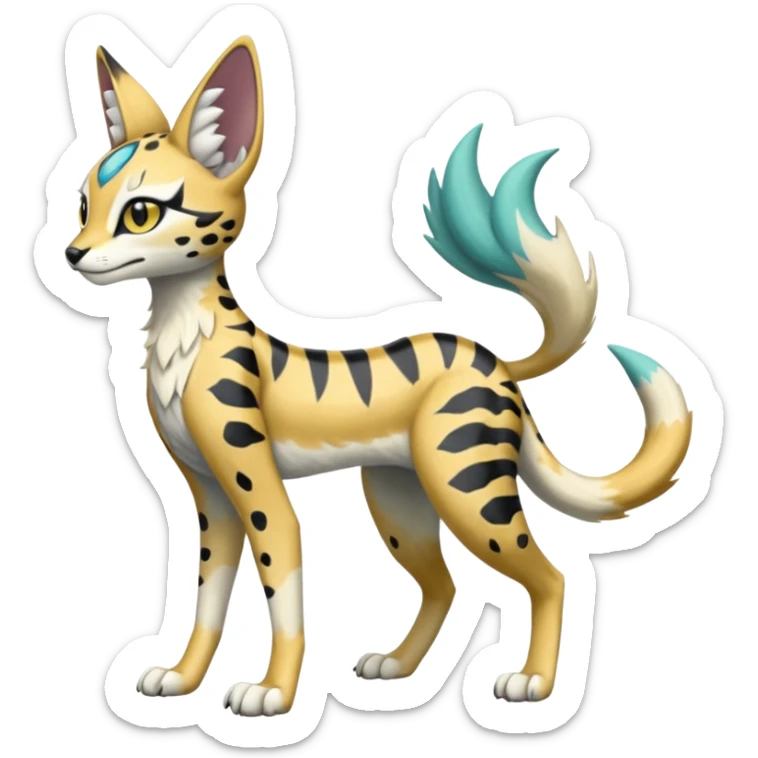 Meloetta-Trico-Nargacuga-Sergal-Serval-Cresselia-Fakémon-creature-hybrid sticker