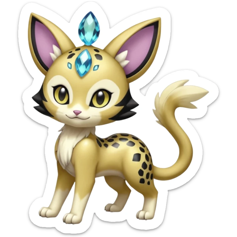 Shiny Elegant Pretty Beautiful Divine Furry Realistic  Meloetta-Noibat-Gatomon-Liepard-Pokémon-Digimon-Fakémon-fusion-hybrid-creature sticker