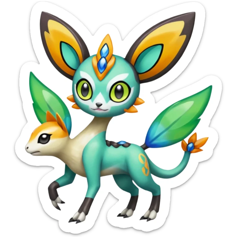 Meloetta-Vernid-Trico-Fionbri-Pokémon-Digimon-Fakémon-fusion-hybrid-creature sticker