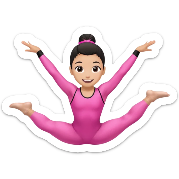 "A gymnast in black and minimal pink outfit with a smile and a look of surprise (normal skin) sticker