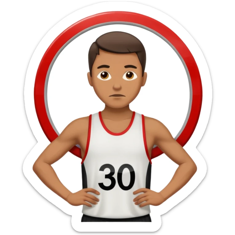 emoji de uma homem andando com roupa da ginástica com um simbolo de proibido por cima. semelhante a uma placa de transito sticker