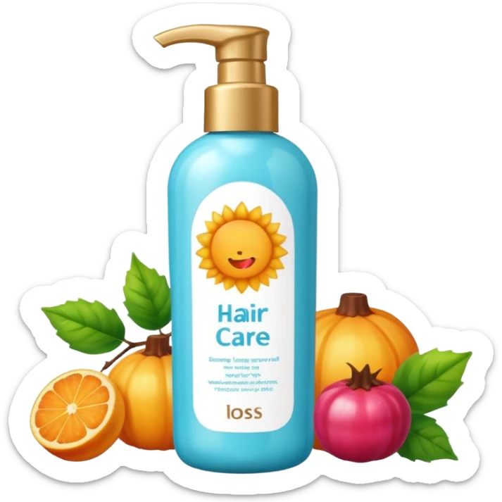 , flower)

bottle of hair care product with seasonal symbols around sticker