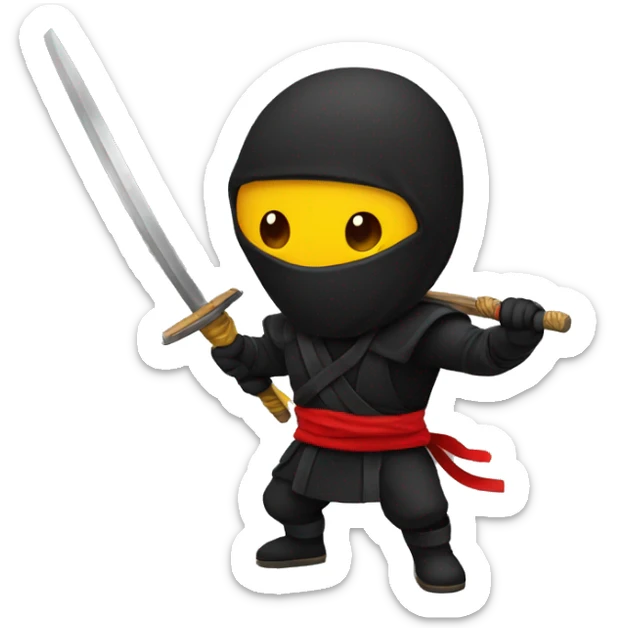 only one 😀 emoji like a ninja- colors black, red, yellow like german flag sticker