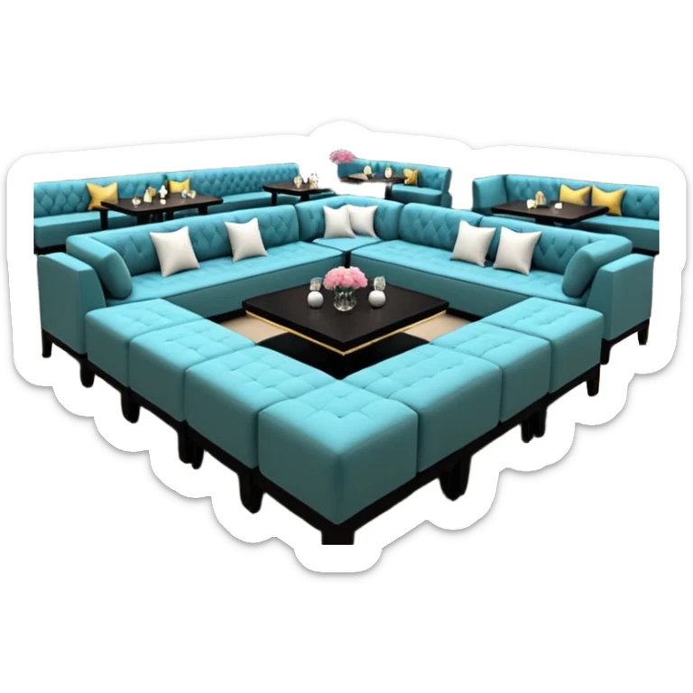 The lounge area adjacent to the dance floor featured thirty-six tables, with couches, ottomans, and banquette sofa seating. with pretty models occupied about a third of those tables, which were strategically located throughout the room, placed in the corners and next to big spenders, sticker