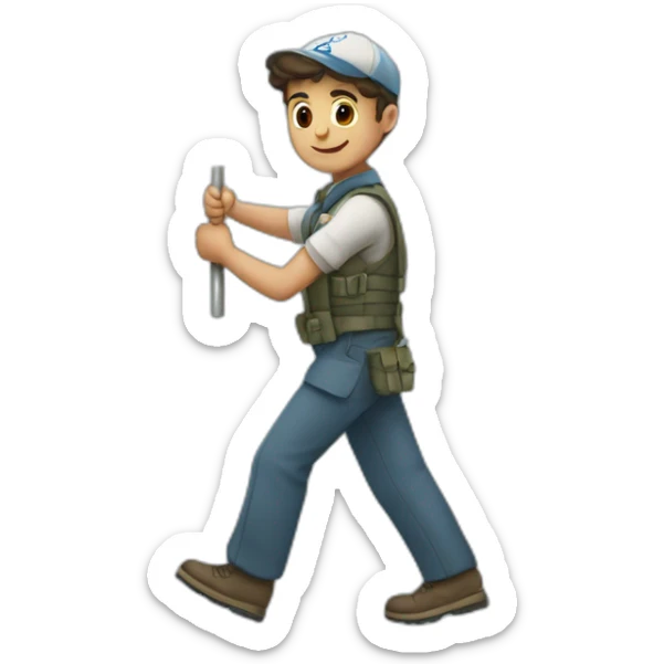 Charlie chaplen Carrying the flag of Israel sticker