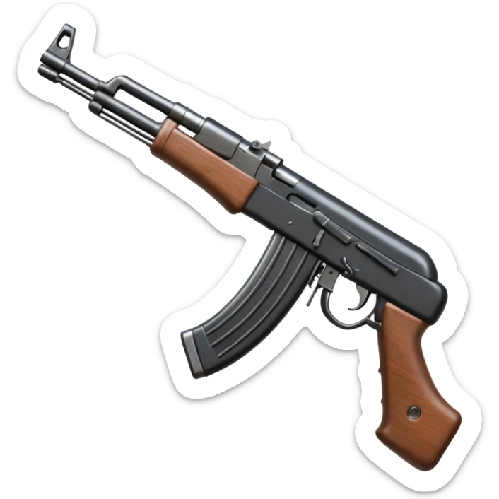 Ak 47 gun emoji in realestic and tilt it with some angle look more realestic like real gun sticker