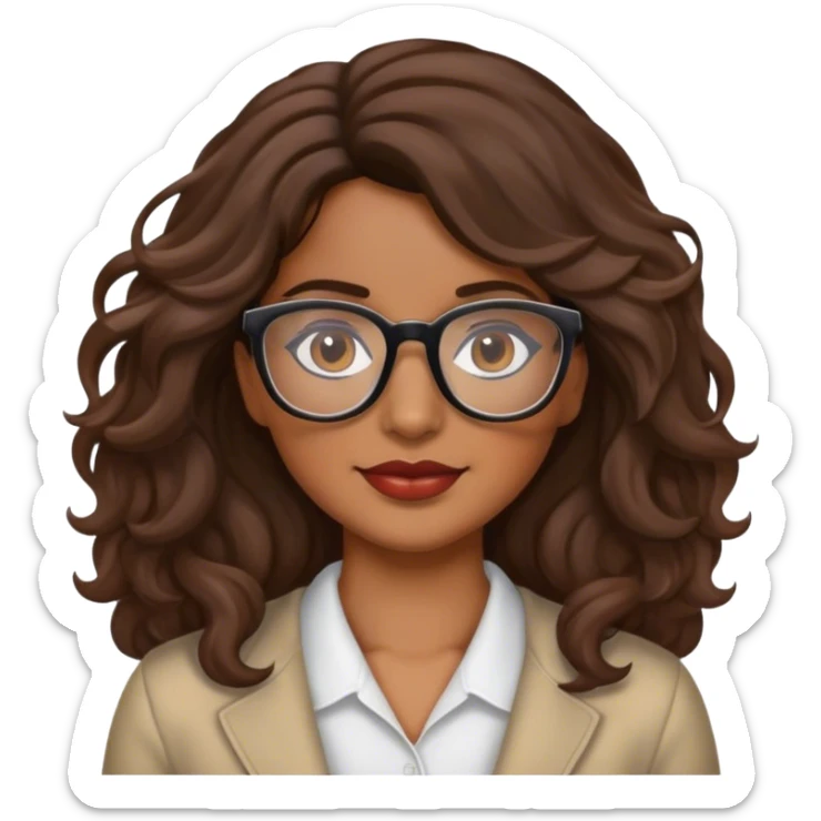 Hispanic women with brown wavy hair and glasses sticker