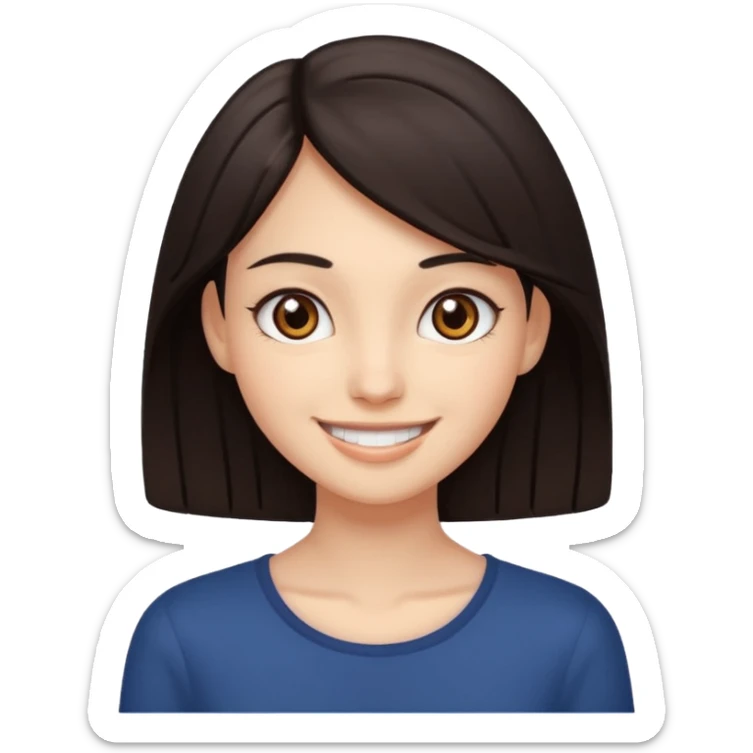Make an emoji of a slender girl with dark hair and brown eyes sticker