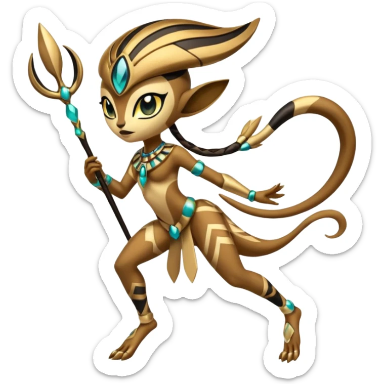  Egyptian Tribal Exotic Colorful Tropical Meloetta-Venom-Heliolisk-Helioptile-fusion, full body, tribal markings  sticker