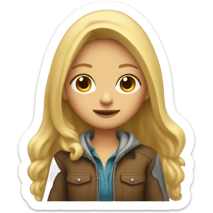 Blonde girl wearing cowboy boots and a hoodie full body  sticker