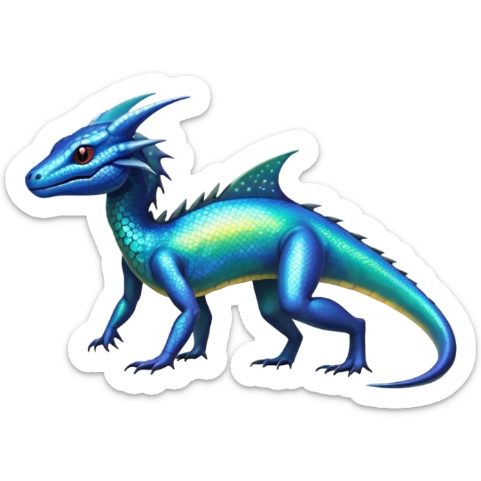 Colorful Shiny Exotic Amaura-Salandit-Aurorus-Fakémon-hybrid-creature (full body)  sticker