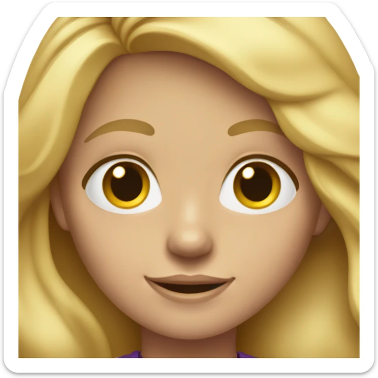 Blonde girl with long wavy hair and a purple T shirt on  sticker