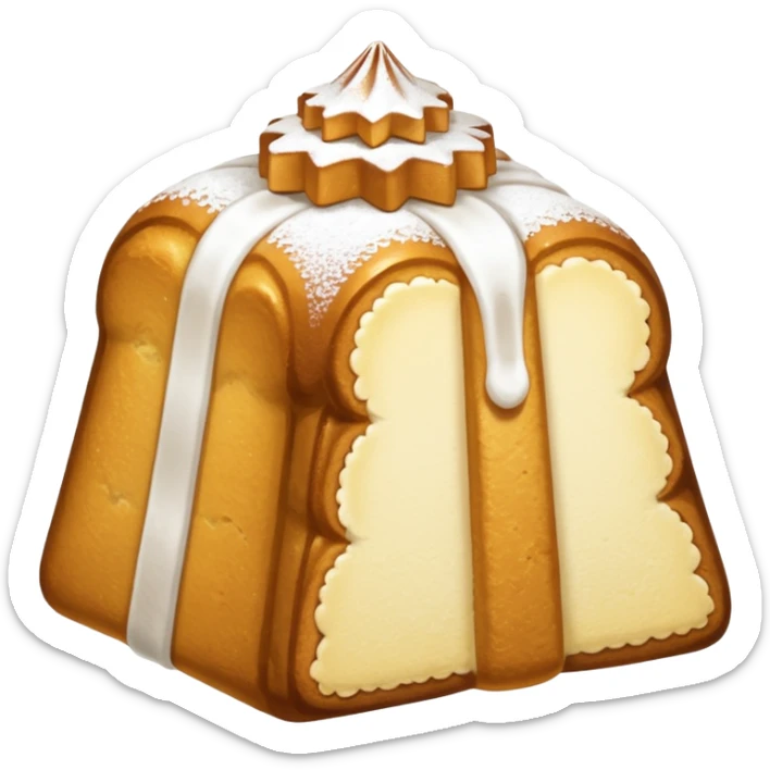 Generami l’emoji di un pandoro con lo zucchero a velo sopra. La forma del pandoro è quella standard  sticker