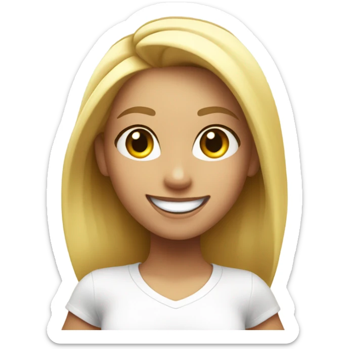 Blond girl smiling in with Zumba logo on white t-shirt sticker