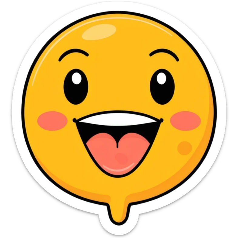 dirty, filthy, gross laughing emoji with pimples and oily skin, cartoon style sticker