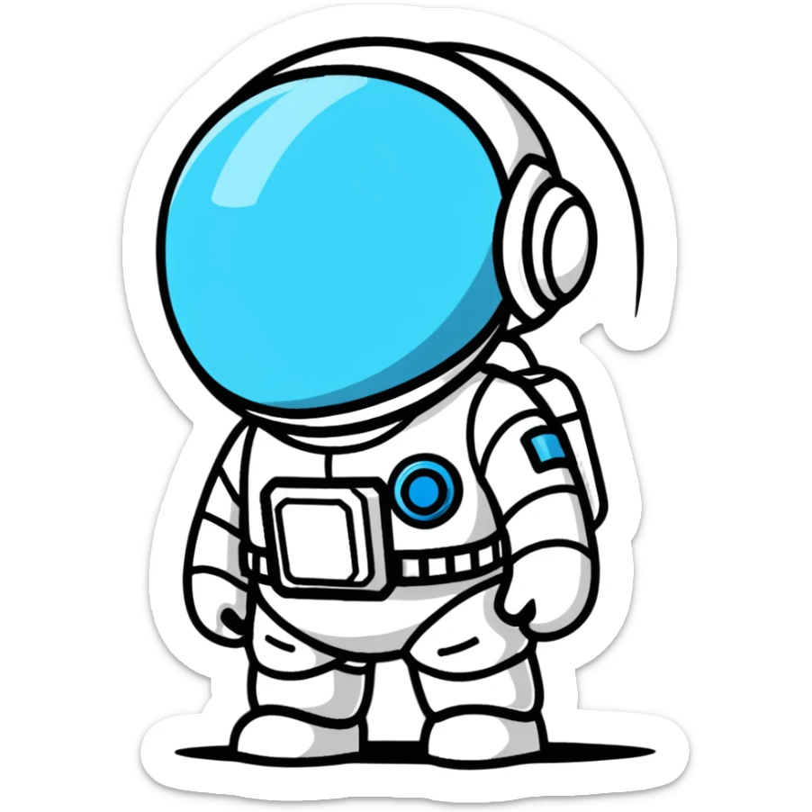 cartoon sticker of a little astroneer in a white suit and helmet, crying hard with big tears sticker