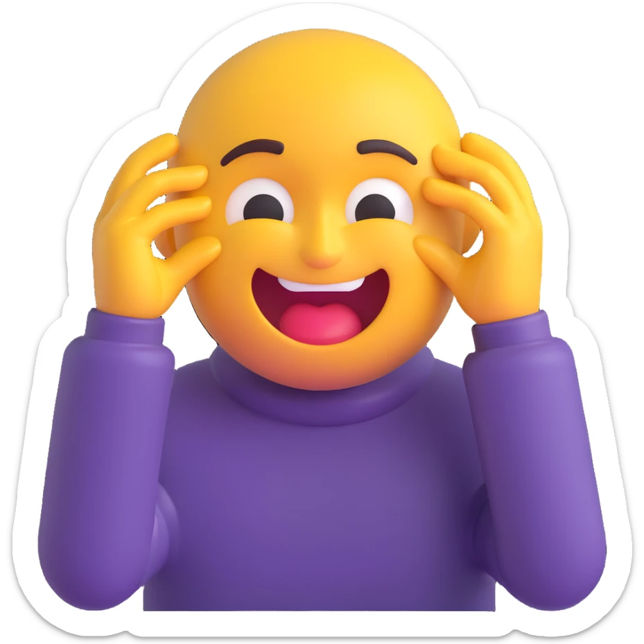 cartoon emoji of a man playfully pretending to choke himself, exaggerated expression, humorous tone sticker