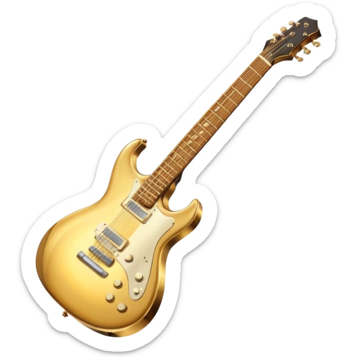 cinematic-realistic-guitar,-polished-metal,-warm-golden-reflections-dancing-along-its-surface,-soft-hands-carefully-positioned-over-the-keys,-glowing-with-an-elegant-and-airy-charm. sticker
