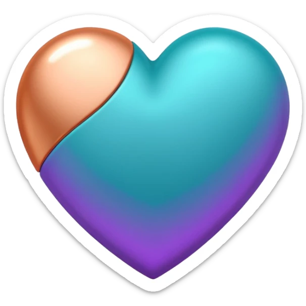 I need a teal, orange , purple, and rose gold Heart emoji that looks like a cartoon  sticker
