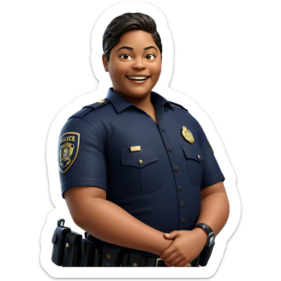 smiling police officer portrait sticker