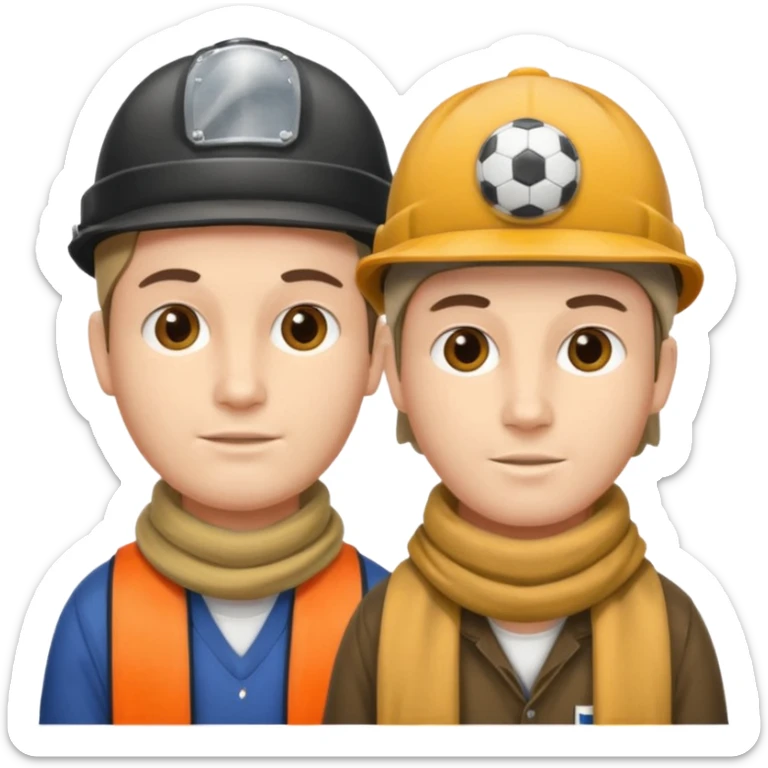 two headed person with one head wearing a loggers hat and the other a football scarf sticker