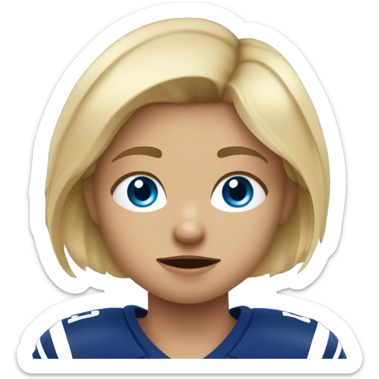 blonde hair blue eye girl playing flag football. she is crying and upset sticker
