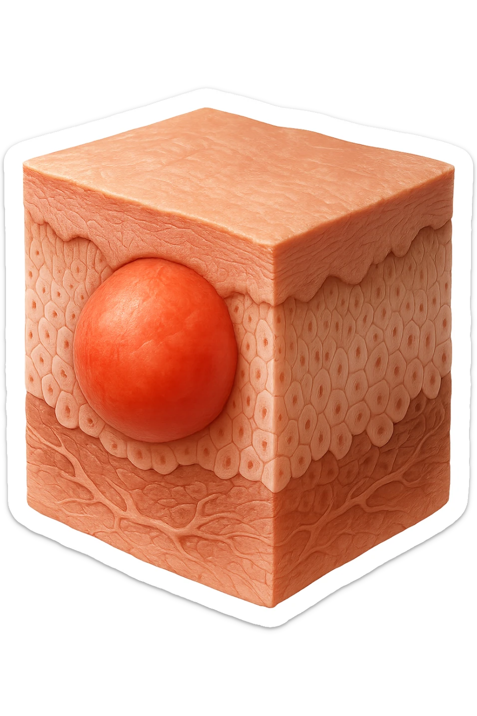 TESSUTO DI EPIDERMIDE UMANA CON NODULO DI UN CORPO UMANO ANATOMICO, IPERREALISTICO 4K sticker