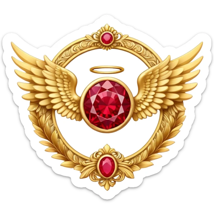 3 rd place award number in frame decorated with golden angel  wings and rubby stone sticker