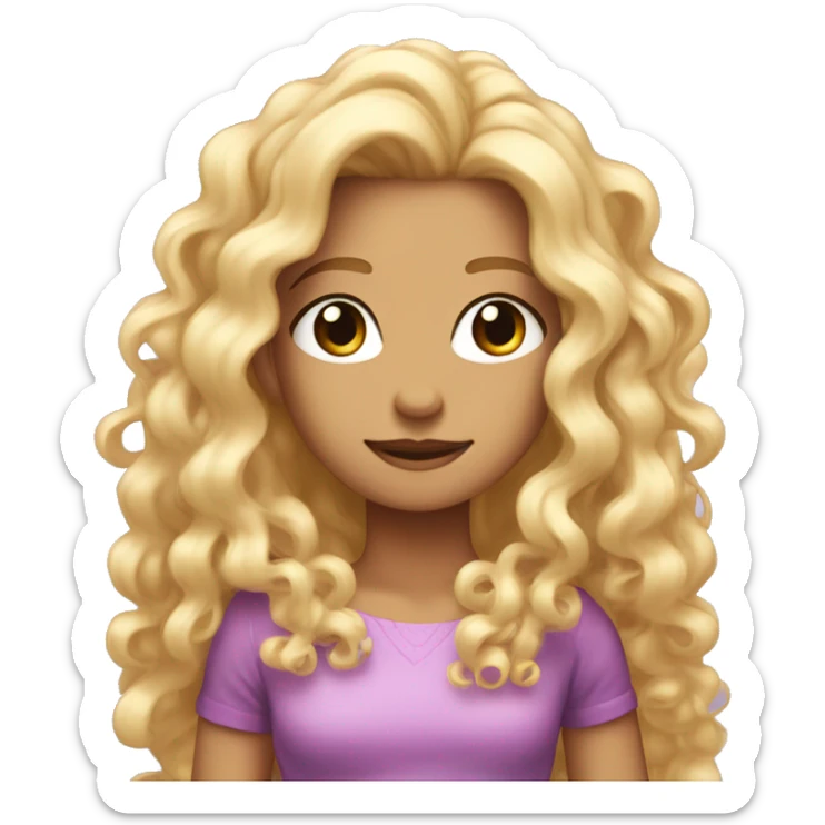extremely long hair, long arms, blond hair,curly hair androgenous,short legs, pink eyes, star shaped body sticker