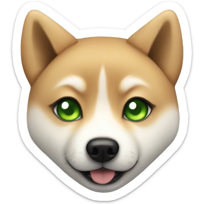 cute shiba inu with black spiky hair and green eyes sticker