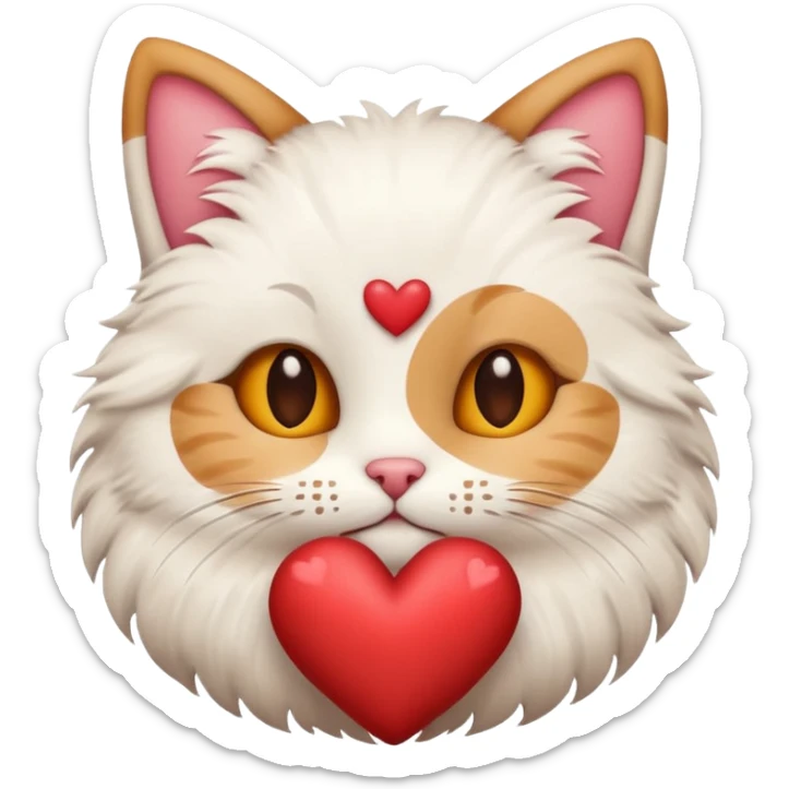 A stylized Christmas emoji of a cute cat and a heart, minimalist design, soft warm colors, cozy winter mood, simple background, sweet and romantic.
 sticker