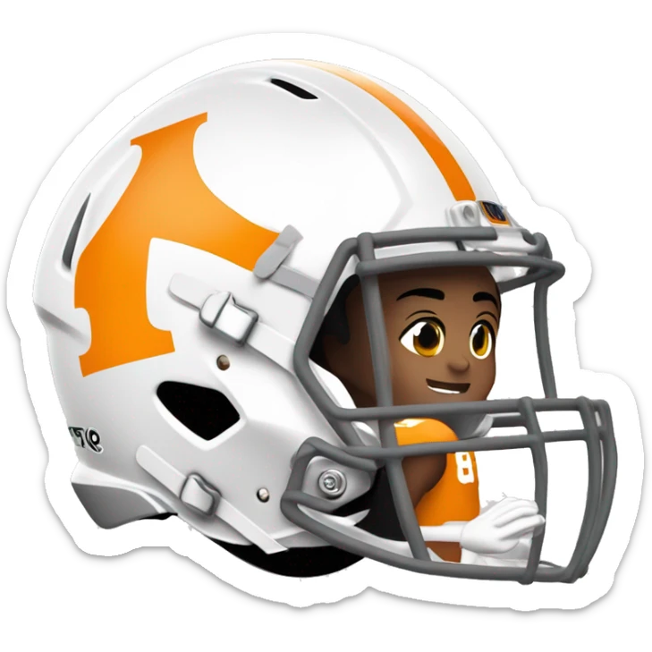 Tennessee volunteers football player light skinned number eight on jersey with helmet sticker