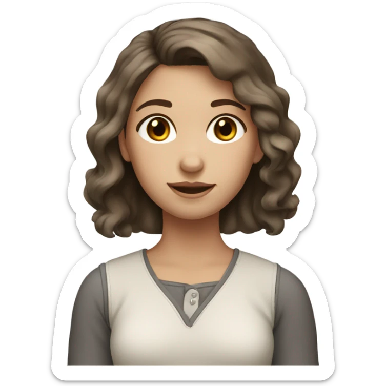 A girl with fair skin, brown hair and gray eyes sticker