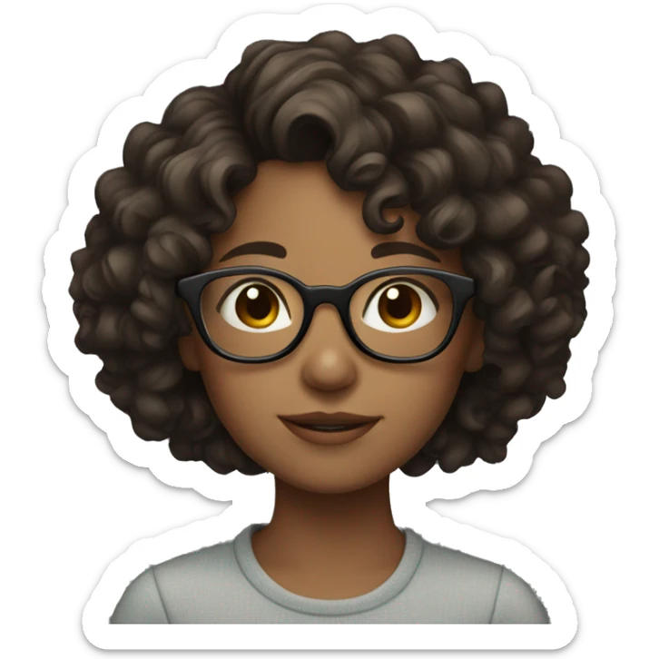 Girl with glasses, curly hair, brunette sticker