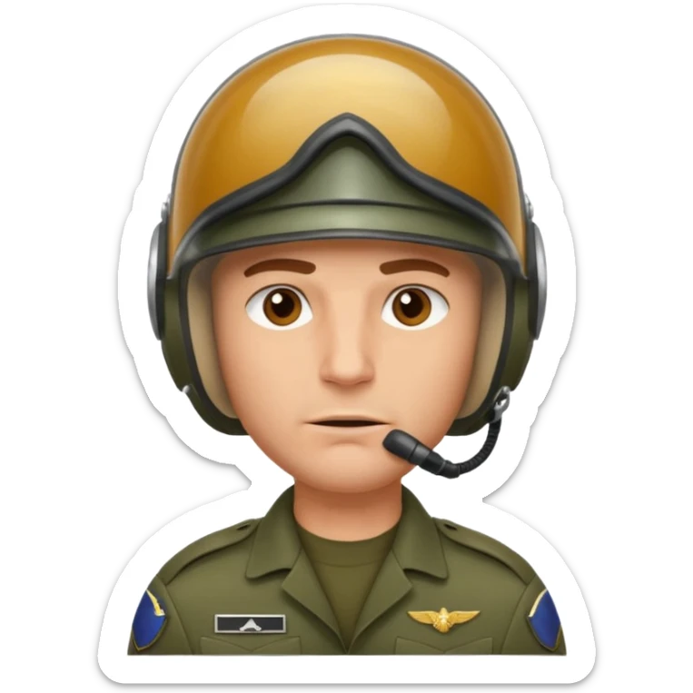 a brutal white male military pilot in an aviation helmet on face and a modern uniform. maximum quality sticker