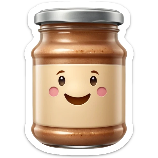 small glass jar of coarse beige meat spread with a metal lid, no label or extras, soft lighting, subtle shadows, emoji scale sticker
